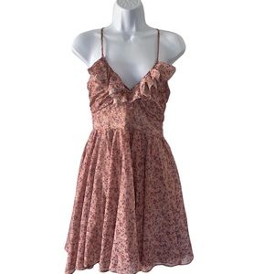 Ark & Co Ditzy Floral V Neck Ruffle Spaghetti Strap Mini Dress Size M